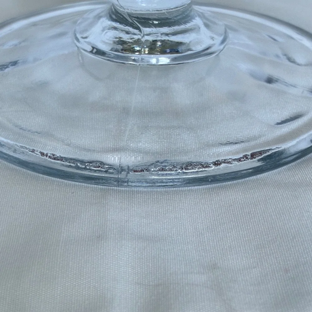 Vtg Crocheted Crystal Cake Stand/Pedestal Imperial Glass Laced Edge Tea Party